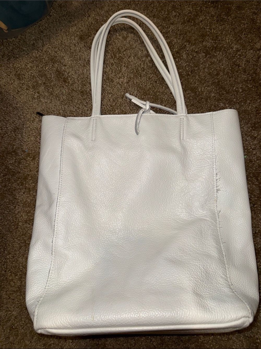 Genuine White Leather Tote Bag
